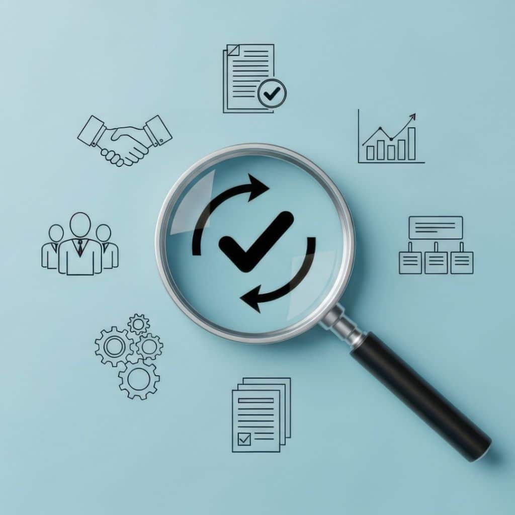 loupe qui présente un audit de site web au niveau des données Google analytics et search consol