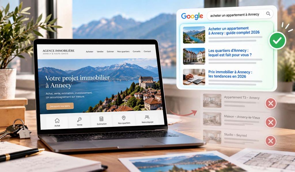 site internet immobilier annecy visibillié et intention de recherche